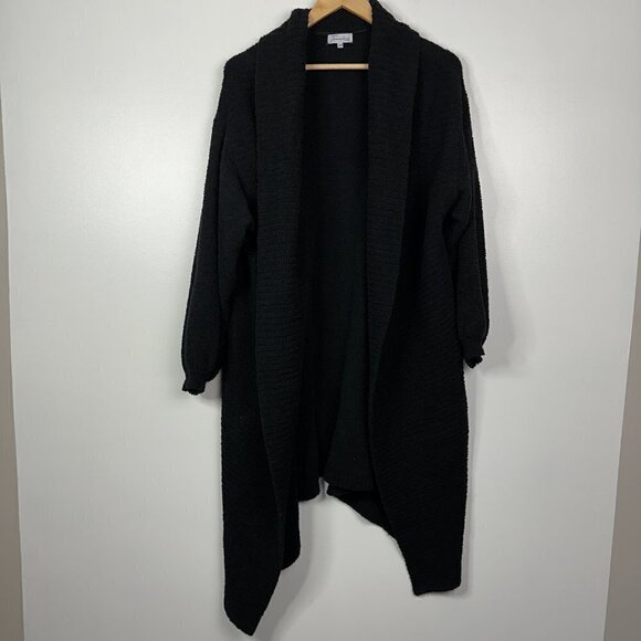 Twosisters The Label  Apollo Open Front Long Cardigan Sherpa Teddy Knit  Black - Picture 5 of 10